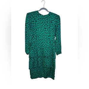 Vintage Maggy London by Jeannene Booher 100% Silk Dress Green ‘80s Size 10